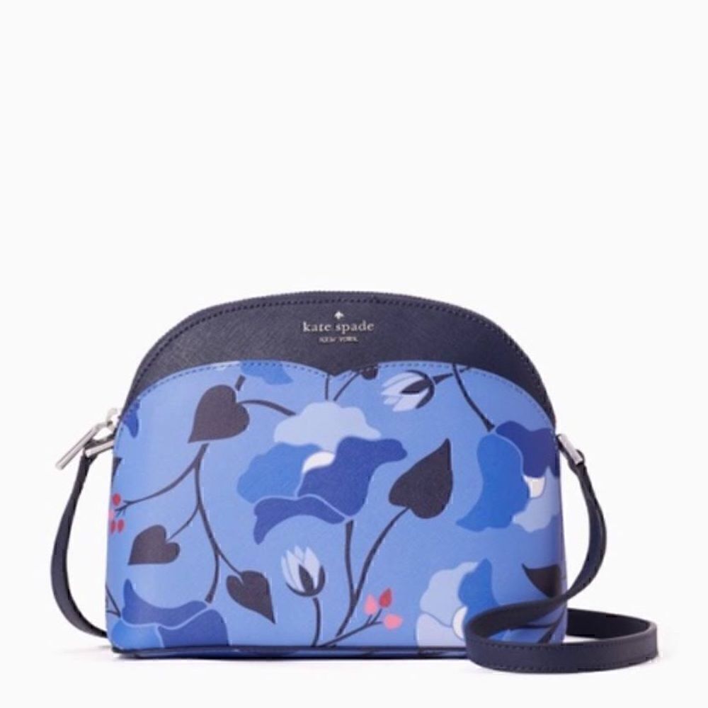 KATE SPADE Blue Floral Payton Dome Crossbody Perfect Summer Bag. NWT - Picture 3 of 16